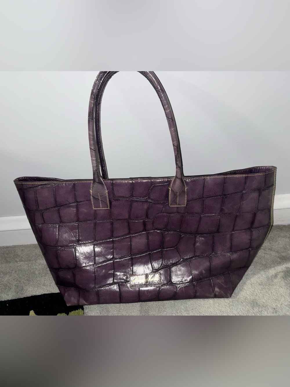 Dooney & Bourke Purple Croc-Embossed Tote Bag
